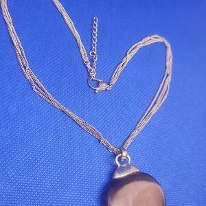 Elegant Silver and Brown Pendant Necklace
